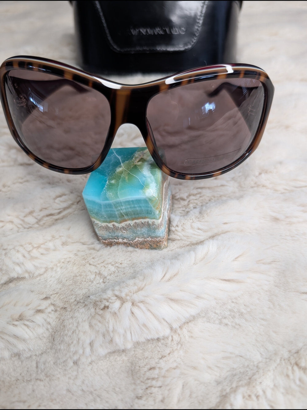 Carmen Marc Valvo Marbella Tortoiseshell Oversized Sunglasses with Brown Lenses
